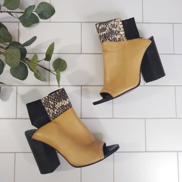 Dolce Vita Shoes - Dolce Vita Leather Snakeskin Block Heel Booties